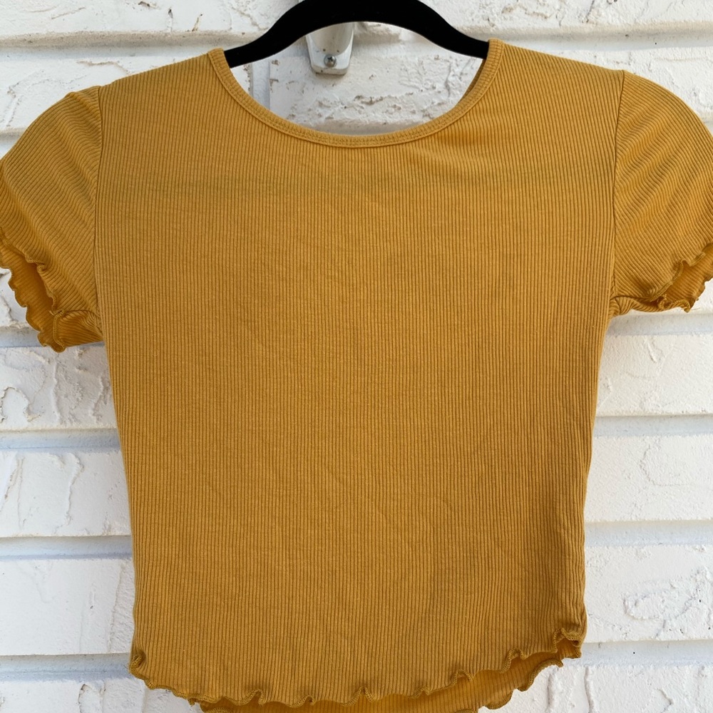 Yellow Ribbed Crop Top